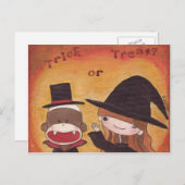 Sock Monkey Trick oder Treat? Postkarte (Vorne/Hinten)