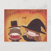 Sock Monkey Trick oder Treat? Postkarte (Vorderseite)