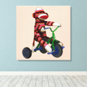 Sock Monkey Tricycle Leinwanddruck (Insitu (Holzboden))