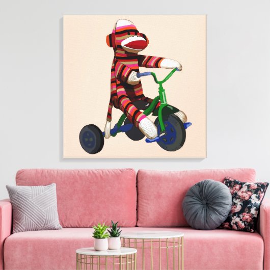 Sock Monkey Tricycle Leinwanddruck (Insitu (Wohnzimmer))
