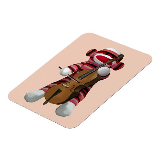 Sock Monkey und Cello 2 Magnet (Linke Seite)