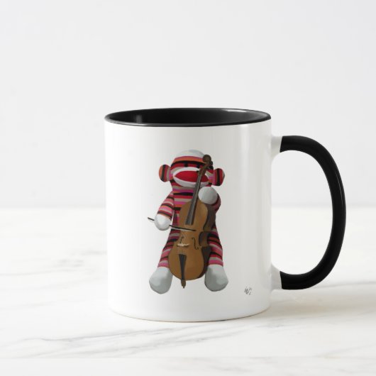 Sock Monkey und Cello 2 Tasse (Rechts)