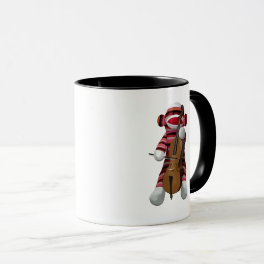 Sock Monkey und Cello 2 Tasse (VorderseiteRechts)