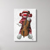 Sock Monkey und Cello Leinwanddruck (Vorderseite)
