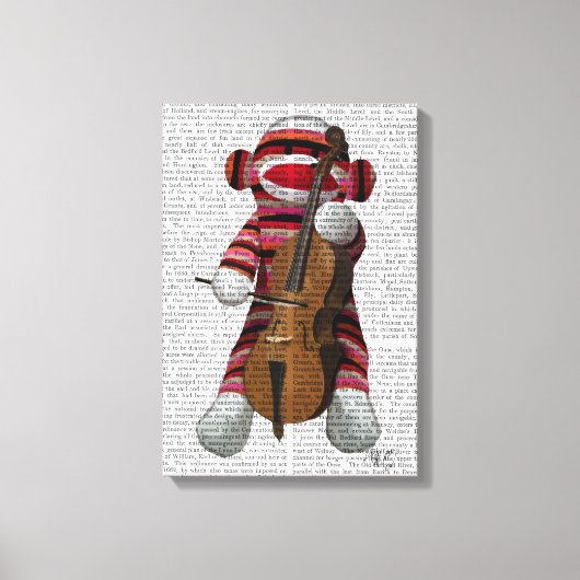 Sock Monkey und Cello Leinwanddruck (Vorderseite)