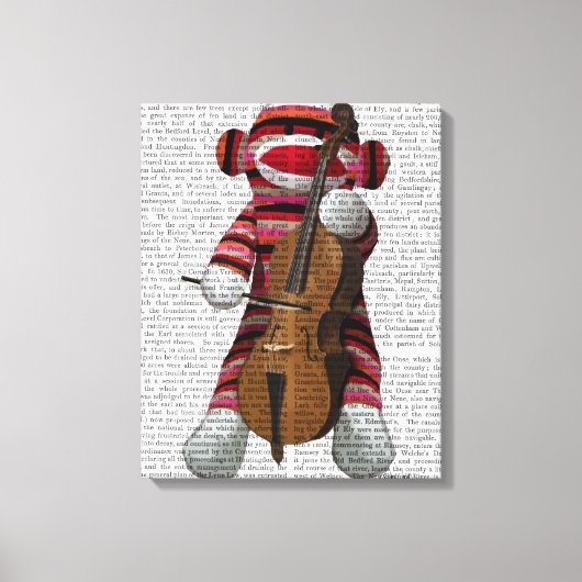 Sock Monkey und Cello Leinwanddruck (Vorderseite)