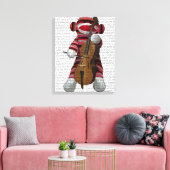 Sock Monkey und Cello Leinwanddruck (Insitu (Wohnzimmer))