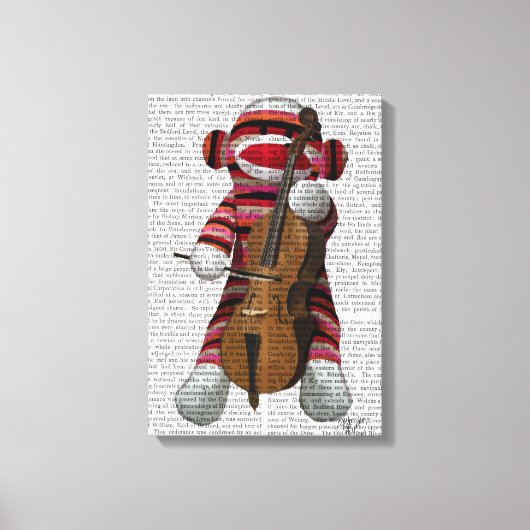Sock Monkey und Cello Leinwanddruck (Vorderseite)