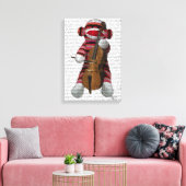 Sock Monkey und Cello Leinwanddruck (Insitu (Wohnzimmer))