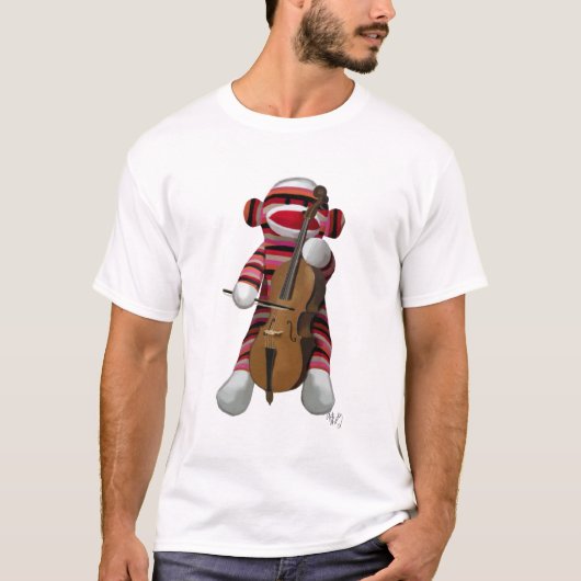 Sock Monkey und Cello T-Shirt (Vorderseite)