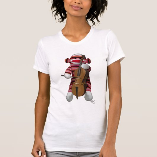 Sock Monkey und Cello T-Shirt (Vorderseite)