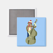 Sock Monkey Upright Bass Player Magnet (Vorderseite/Rückseite)