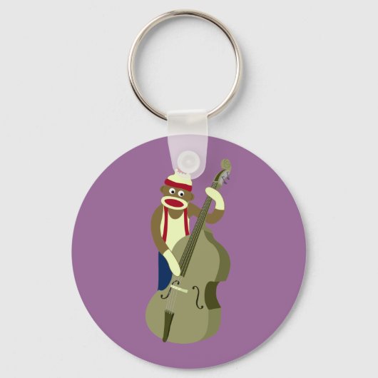 Sock Monkey Upright Bass Player Schlüsselanhänger (Vorderseite)