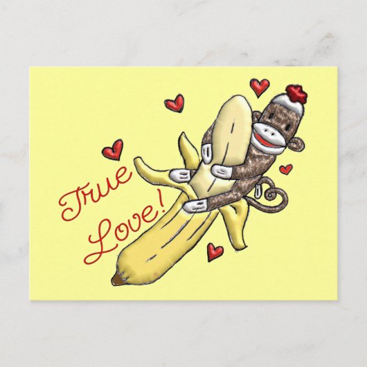 Sock Monkey Valentine Merchandise Feiertagspostkarte (Vorderseite)