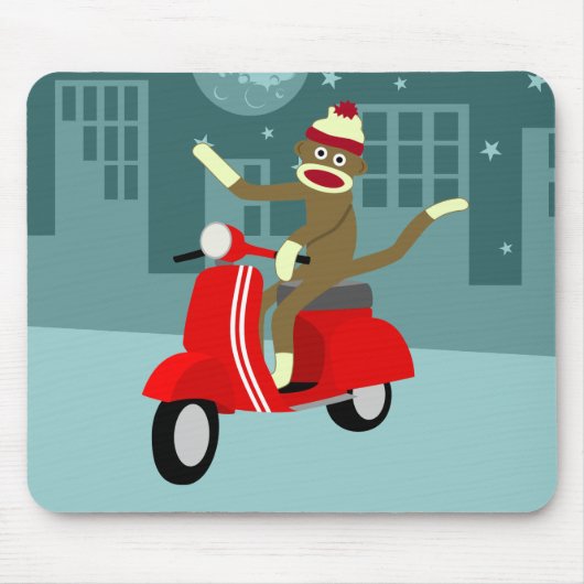 Sock Monkey Vespa Roller Mousepad (Vorne)