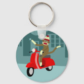 Sock Monkey Vespa Scooter Schlüsselanhänger (Vorderseite)