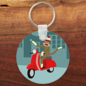 Sock Monkey Vespa Scooter Schlüsselanhänger (Vorderseite)