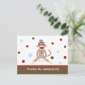 Sock Monkey Vielen Dank Ihre Karte Postkarten (Stehend Vorderseite)