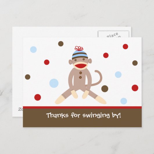 Sock Monkey Vielen Dank Ihre Karte Postkarten (Vorne/Hinten)