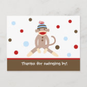 Sock Monkey Vielen Dank Ihre Karte Postkarten (Vorderseite)