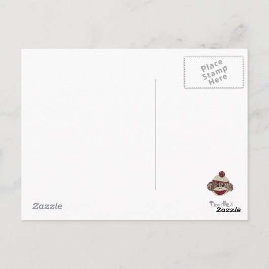 Sock Monkey Vielen Dank Postkarte (Rückseite)