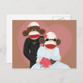 Sock Monkey Wedding (Bowty & Violet) Postkarte (Vorne/Hinten)