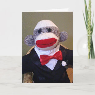Sock Monkey Wedding Groom Liebe Card Feiertagskarte