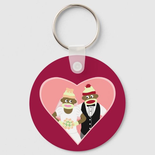 Sock Monkey Wedding Schlüsselanhänger (Vorderseite)