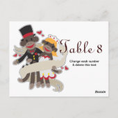 SOCK MONKEY Wedding Table Cards Nummern Postkarte (Rückseite)
