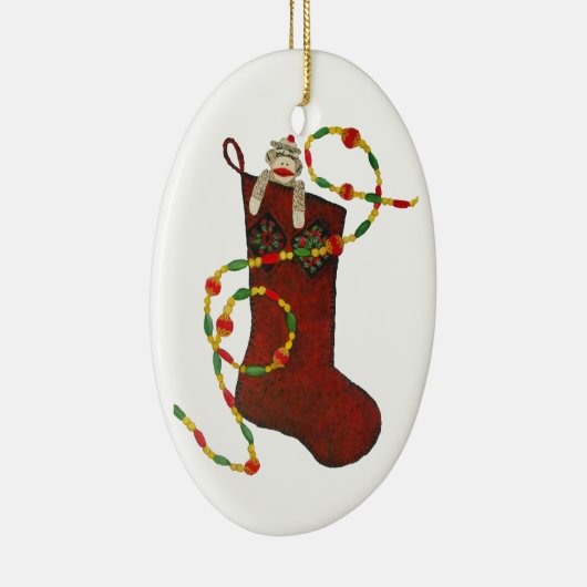 Sock Monkey Weihnachts Strumpf Ornament (Rechts)