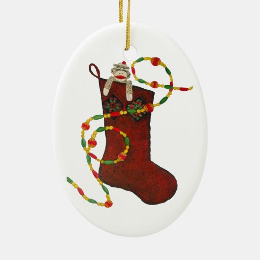 Sock Monkey Weihnachts Strumpf Ornament (Hinten)