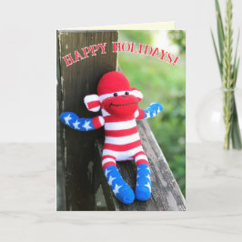 Sock Monkey Weihnachtskarte Einladung