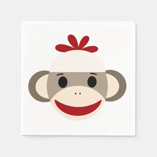 Sock Monkey Weißbuch Napkins Serviette (Vorderseite)