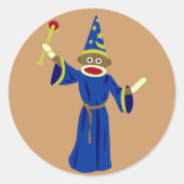 Sock Monkey Wizard Runder Aufkleber (Vorderseite)