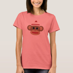 Sock Monkey Women's Ringer T-Shirt, White/Red T-Shirt