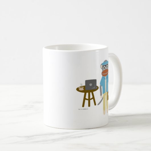 Sock Monkey Writer Kaffeetasse (VorderseiteRechts)