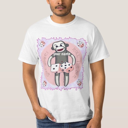 Sock Monkey Würfel T-Shirt (Vorderseite)