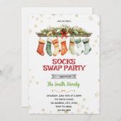 Sock Swap Christmas Party Invitation Einladung (Vorne/Hinten)
