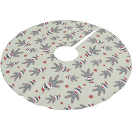 Sockaffe mit Weihnachtsmannmütze Muster Weihnachte Polyester Weihnachtsbaumdecke
