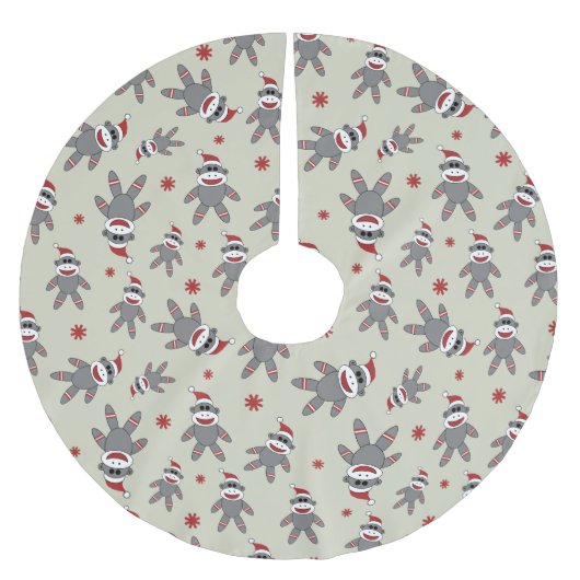 Sockaffe mit Weihnachtsmannmütze Muster Weihnachte Polyester Weihnachtsbaumdecke (Vorderseite)