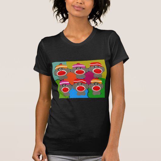 Socke Monkeys Pop-Kunst--Kunst-Geschenke T-Shirt (Vorderseite)