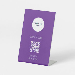 Sockel-Schild – QR-Menüanzeige   lila Sockelschild