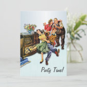 Sockeln Party Time Retro Custom Personalisiert Einladung (Stehend Vorderseite)