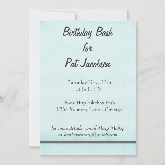 Sockeln Party Time Retro Custom Personalisiert Einladung (Rückseite)