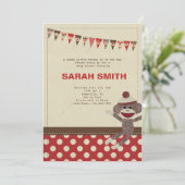 Socken-Affe-Babyparty laden ein Einladung (Stehend Vorderseite)