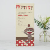 Socken-Affe-Babyparty laden ein Einladung (Stehend Vorderseite)