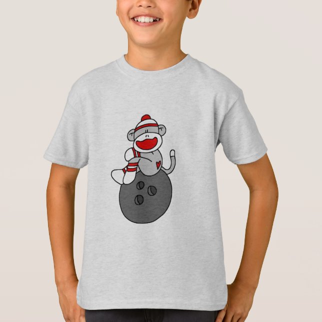Socken-Affe-Bowling T-Shirt (Vorderseite)