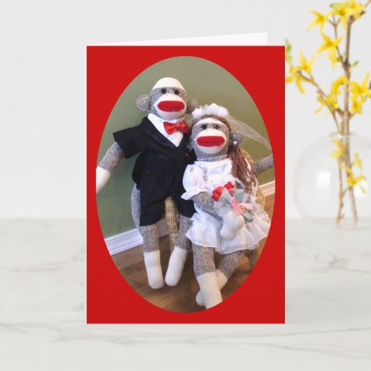 Socken-Affe-Braut-u. Bräutigam-Karte Karte (Gelbe Blume)