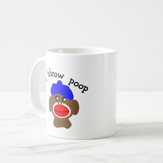 Socken-Affe, ", das ICH WERFE KACKE " Kaffeetasse (Vorderseite Links)