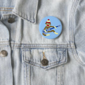 Socken-Affe, der blaue Gitarre spielt Button (Beispiel)